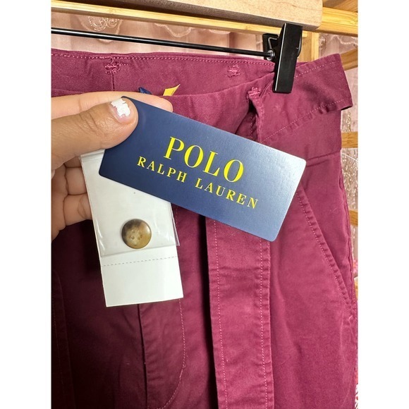 Polo Ralph Lauren High Waisted Wrap Belt Pants Burgundy Red Size 4 supreme Chino - Picture 5 of 15